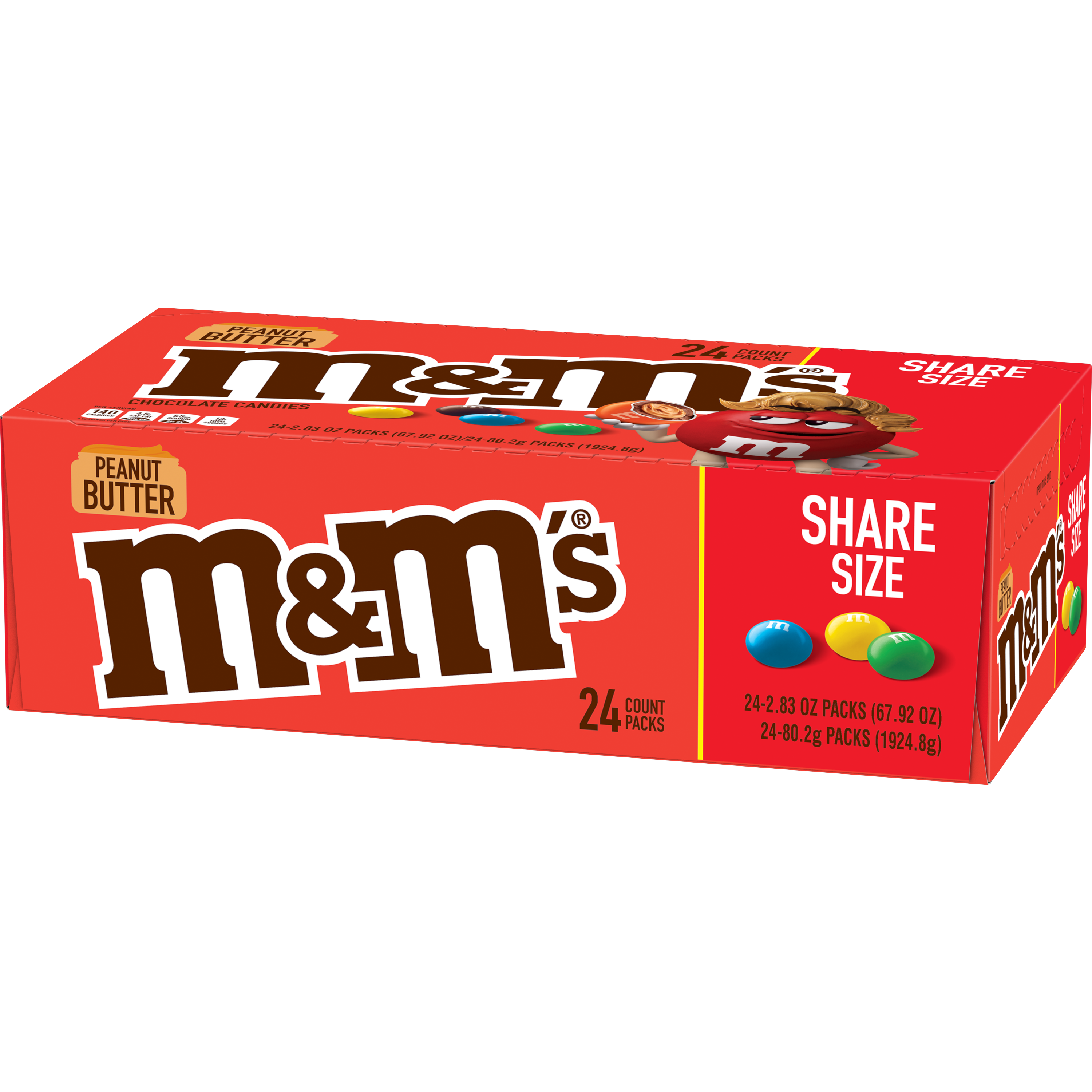 M&M King Size Bag Peanut Butter 2.83oz 24 ct